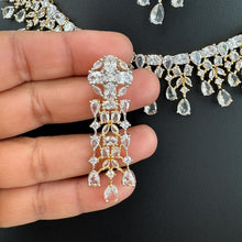 Gold Dual Tone Cz Diamond necklace/Delicate CZ Stones Necklace/Elegant/Unique Jewelry/Indian/Pakistani/Bollywood/Indian Wedding/Bridal