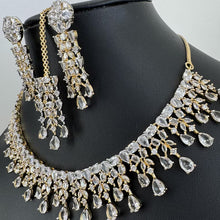 Gold Dual Tone Cz Diamond necklace/Delicate CZ Stones Necklace/Elegant/Unique Jewelry/Indian/Pakistani/Bollywood/Indian Wedding/Bridal