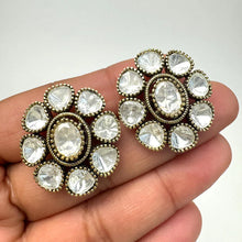 Moissanite Polki Kundan Antique Dull Gold Stud Earrings /Indian Jewelry /Statement Stud Earring/Victorian Stud Earrings/Cz Stud/Diamond Stud