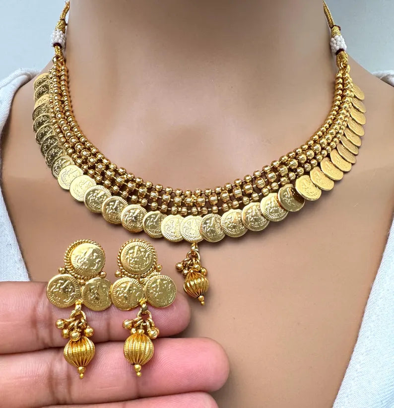 Antique Temple Gold Coin Necklace/South Indian Jewelry/Temple Jewelry/Guttapusalu Necklace/Wedding necklace/Bridal necklace/Indian necklace
