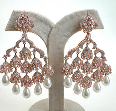 Statement CZ Pearl Premium quality AD Earrings/Victorian earrings/CZ Earrings/Indian Jewelry/Sabyasachi /Pakistani/Punjabi\Coctail Earrings
