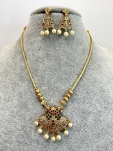 Ruby Kemp CZ Polki Necklace, Indian Jewelry, indian wedding necklace, bridal jewelry, Punjabi Pakistani South Indian necklace, Peacock Set