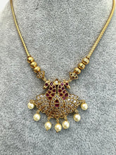 Ruby Kemp CZ Polki Necklace, Indian Jewelry, indian wedding necklace, bridal jewelry, Punjabi Pakistani South Indian necklace, Peacock Set