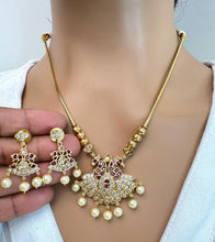 Ruby Kemp CZ Polki Necklace, Indian Jewelry, indian wedding necklace, bridal jewelry, Punjabi Pakistani South Indian necklace, Peacock Set