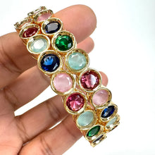 Navratan Cubic Zirconia Classic Bangles With Gold Plating/Bridal bangles/Antique bangles/Multi Stones Banngles\Indian wedding bangles\Gift