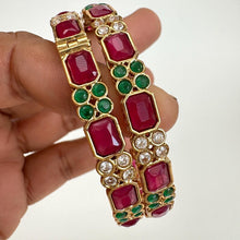 RubyGreen Kemp Stones Bangles/Antique gold Kada/ISouth Indian Wedding jewelry/Bridal bangles/temple jewelry/Openable bangles\Gift for Her