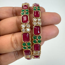 RubyGreen Kemp Stones Bangles/Antique gold Kada/ISouth Indian Wedding jewelry/Bridal bangles/temple jewelry/Openable bangles\Gift for Her