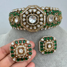 Deepika Padukone inspired Green Victorian Moissanite Choker, Designer Indian Jewelry Sabyasachi Bridal Necklace Bollywood Celebrity