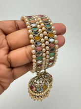 Multi Pearl Mirror Kundan Jhumka Bangles Set/Punjabi Kundan chuda bangles set/Bridal bangles/Statement/Indian Wedding /Mirror Chuda Set