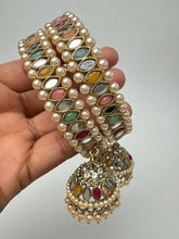 Multi Pearl Mirror Kundan Jhumka Bangles Set/Punjabi Kundan chuda bangles set/Bridal bangles/Statement/Indian Wedding /Mirror Chuda Set