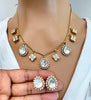 Moissanite Polki Kundan Chain Necklace Set With Gold Plating, Uncut Kundan Necklace, Indian Pakistani wedding Jewelry, Gift For Her