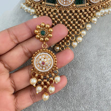 Ruby Green Pearl CZ diamond Gold Choker Necklace, Rajwadi choker, South Indian Jewelry, Indian Wedding Jewelry, Indian Pakistani
