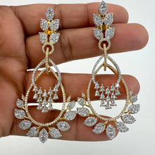 2 Tone Gold American Diamond earrings/Indian Jewelry/Pakistani Jewelry/Indian CZ earrings/AD earrings/Statement earrings/Gift for her