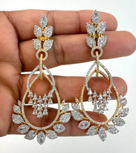 2 Tone Gold American Diamond earrings/Indian Jewelry/Pakistani Jewelry/Indian CZ earrings/AD earrings/Statement earrings/Gift for her