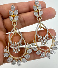 2 Tone Gold American Diamond earrings/Indian Jewelry/Pakistani Jewelry/Indian CZ earrings/AD earrings/Statement earrings/Gift for her