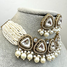 White Pearl Kundan necklace set/Kundan Choker Necklace/Statement necklace/Indian/Punjabi Necklace/Pakistani Jewelry/Bridal necklace