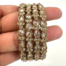 Set of 4 Polki Kundan antique finish Bangles Set mix Sizes Punjabi Pearl bangles Set/Bridal bangles/Antique bangles/Polki Reverse AD bangles