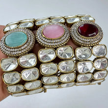 Moissanite Polki Openable bracelets, Single Broad Bangle bracelets, bridesmaid gifts, Indian Pakistani Jewelry, Indian wedding,Gift for her