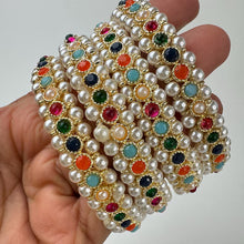 Navratan Pearl Bangles Set(4 Pc)/Pearl bangles/Stones bangles/Indian bangles/Punjabi Pearl bangles Set/Bridal bangles/wedding jewelry