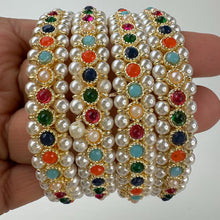 Navratan Pearl Bangles Set(4 Pc)/Pearl bangles/Stones bangles/Indian bangles/Punjabi Pearl bangles Set/Bridal bangles/wedding jewelry