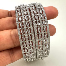 Set of 2 Silver CZ Diamond Bangles/CZ Bangles/Bracelet/Indian Party Bangles/CZ stone bangle/Indian wedding/bridal jewelry/Pakistani