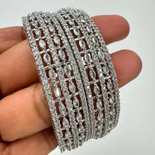 Set of 2 Silver CZ Diamond Bangles/CZ Bangles/Bracelet/Indian Party Bangles/CZ stone bangle/Indian wedding/bridal jewelry/Pakistani