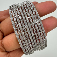 Set of 2 Silver CZ Diamond Bangles/CZ Bangles/Bracelet/Indian Party Bangles/CZ stone bangle/Indian wedding/bridal jewelry/Pakistani