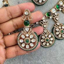 Green Mossinate Polki Fusion Necklace, Sabyasachi Necklace, Wedding Necklace, Semi Precious Jewelry, Bollywood Celebrity Necklace,Pakistani