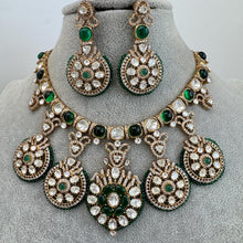 Green Mossinate Polki Fusion Necklace, Sabyasachi Necklace, Wedding Necklace, Semi Precious Jewelry, Bollywood Celebrity Necklace,Pakistani