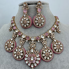 Pink Moissanite Polki Fusion Necklace, Sabyasachi Necklace, Wedding Necklace, Semi Precious Jewelry, Bollywood Celebrity Necklace, Pakistani