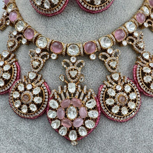 Pink Moissanite Polki Fusion Necklace, Sabyasachi Necklace, Wedding Necklace, Semi Precious Jewelry, Bollywood Celebrity Necklace, Pakistani