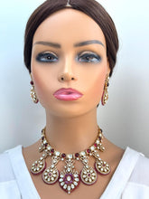 Ruby Moissanite Polki Fusion Necklace, Sabyasachi Necklace, Wedding Necklace, Semi Precious Jewelry, Bollywood Celebrity Necklace, Pakistani