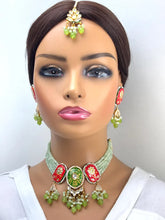 Mint Meenakari Kundan necklace /Rajwadi kundan necklace/Kundan Jewelry Set/Multi color Kundan Choker Set/Indian Bridal Choker set