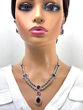 Ruby CZ diamond bridal Necklace , American Diamond wedding necklace, Cz jewelry, Indian, Pakistani, Punjabi wedding jewelry, prom necklace