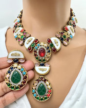 Multi Victorian Sabyasachi inspired semi preciuos muti stones Pendant Necklace,Indian Bridal Jewelry,Bollywood Sabyasachi Necklace, designer
