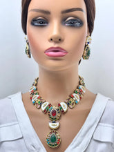 Multi Victorian Sabyasachi inspired semi preciuos muti stones Pendant Necklace,Indian Bridal Jewelry,Bollywood Sabyasachi Necklace, designer