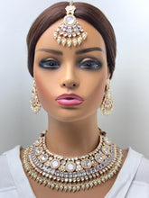 Bridal White Fine Kundan Gold Plated Necklace Set/ Indian Pakistani Wedding Set/Gold fine kundan bridal jewelry/ Bridal jewelry