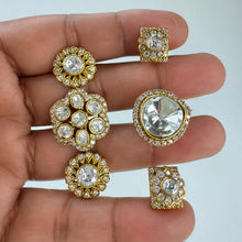 Fine Victorian Moissanite Polki Ring/Two Finger Adjustable Ring/Statement Finger Ring, Indian Jewelry/Double Finger Ring, Cocktail Ring