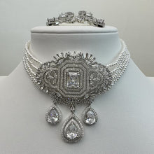 White Pearl American Diamond Choker necklace/Delicate CZ Stones Necklace/Unique Jewelry/Indian/Pakistani/Bollywood/Indian Wedding/Bridal