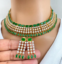 Green Gold Cz Diamond necklace/Delicate CZ Stones Necklace/Elegant/Unique Jewelry/Indian/Pakistani/Bollywood/Indian Wedding/Bridal