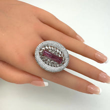 Large American Diamond Ring/Statement Ring/Cocktail Adjustable Ring/Indian Ring/Pakistani Jewelry/Indian/Bollywood Jewelry/Indian Wedding