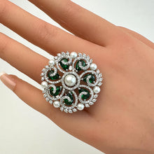 Large American Diamond Ring/Statement Ring/Cocktail Adjustable Ring/Indian Ring/Pakistani Jewelry/Indian/Bollywood Jewelry/Indian Wedding