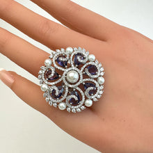 Large American Diamond Ring/Statement Ring/Cocktail Adjustable Ring/Indian Ring/Pakistani Jewelry/Indian/Bollywood Jewelry/Indian Wedding