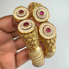 Ruby Gold Kada bangles Pair, Indian Amrapali bangles, Antique bangles, Temple Jewelry, South Indian bangles, Bridal Bangles, Pakistani