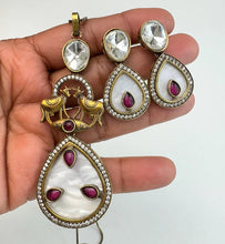 Victorian Moissanite Polki Kundan Chain Pendant Set With Victorian Plating, Sabyasachi Inspired Necklace, Indian Pakistani wedding Jewelry