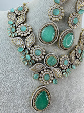 Mint Green Victorian Polki Kundan Necklace, Sabyasachi Necklace,Statement Necklace, Semi Precious Necklace, Designer Necklace,Indian wedding