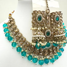 RamaGreen Antique Polki Kundan necklace set/Reverse Ad Necklace/Statement necklace/Indian/Punjabi Necklace/Pakistani Jewelry/Bridal necklace