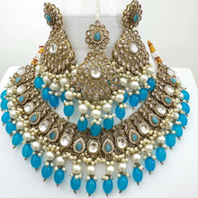 Aqua Blue Antique Polki Kundan Choker Necklace, Kundan Choker, Indian jewelry, Pakistani necklace, Punjabi , bridal,Indian wedding