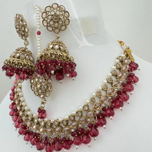 Magenta Antique Polki Kundan necklace/Reverse Ad Necklace/Statement necklace/Indian/Punjabi Necklace/Pakistani Jewelry/Bridal necklace