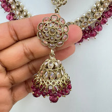 Magenta Antique Polki Kundan necklace/Reverse Ad Necklace/Statement necklace/Indian/Punjabi Necklace/Pakistani Jewelry/Bridal necklace